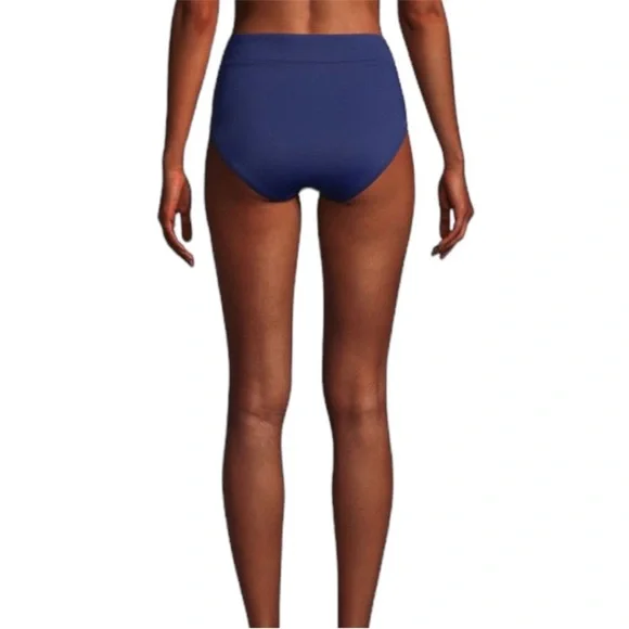 Lands’ End Navy Blue Tummy Control High Waist Bikini Bottom 4 NWOT - Picture 2 of 8